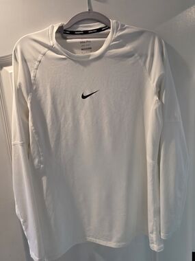Nike White Long-Sleeve Dri-FIT Training Shirt